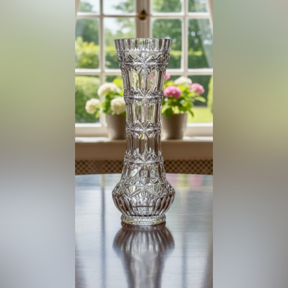 VTG ~ Austrian Crystal Vase ~ 10”